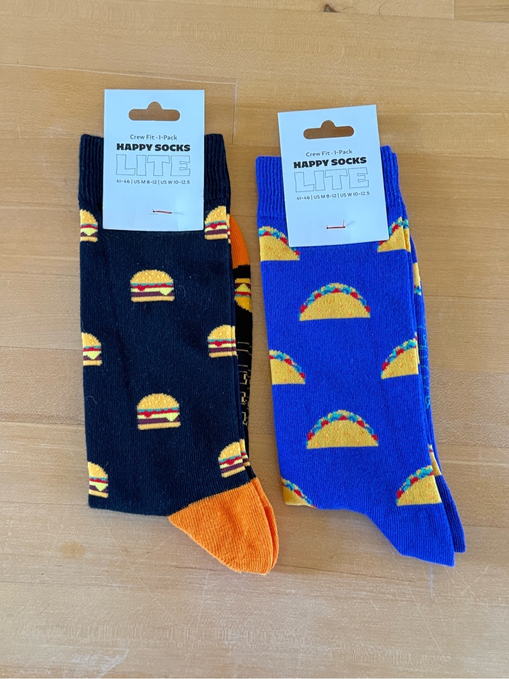 Happy Socks Black & Blue Burger and Taco Crew Socks 2-Pack